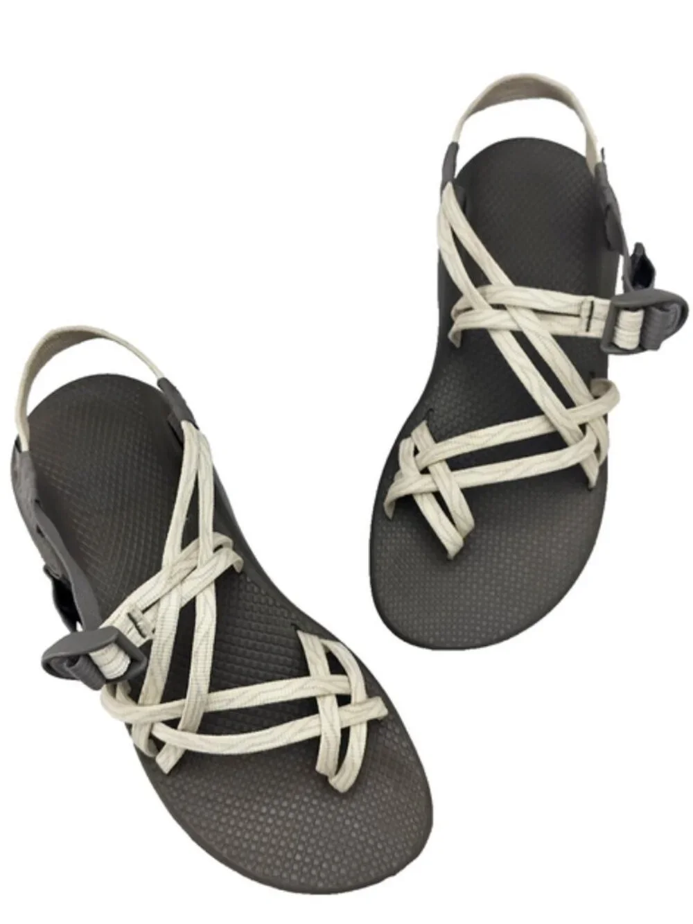 CHACO ZX/2 Cloud Sandals Dual Straps Cushioned Toe Loop Serpent Cream Gray Sz 11